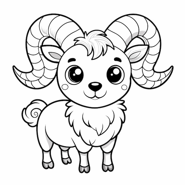 Vector schaap lam ovis ram geit lam handgetekende cartoon personage sticker icoon concept geïsoleerd