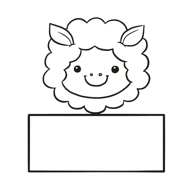 Schaap tekenfilm dier schattig kawaii doodle kleurplaat tekening