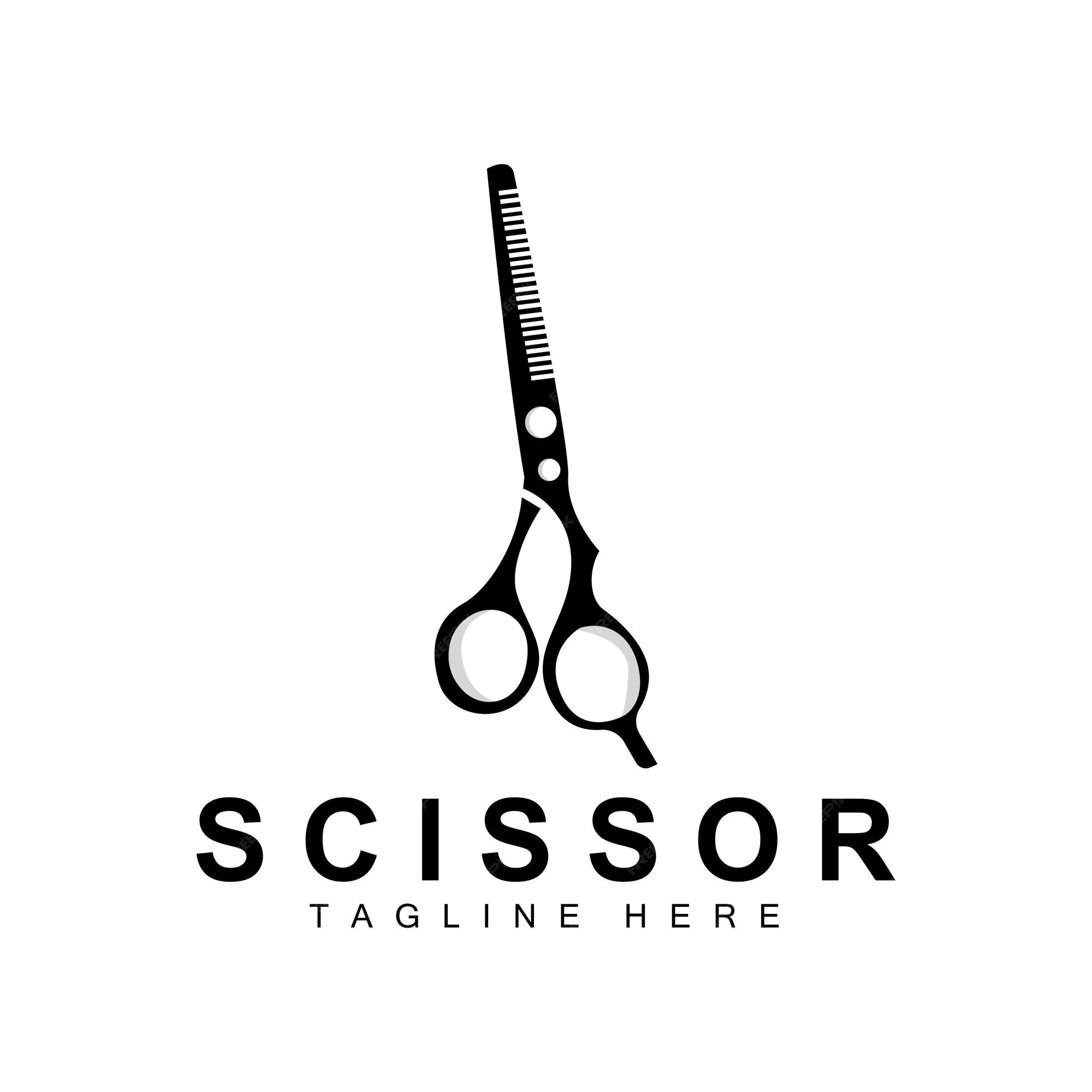 logo design barbershop scheerapparaat vector kapper schaar merk illustratie Premium Vector