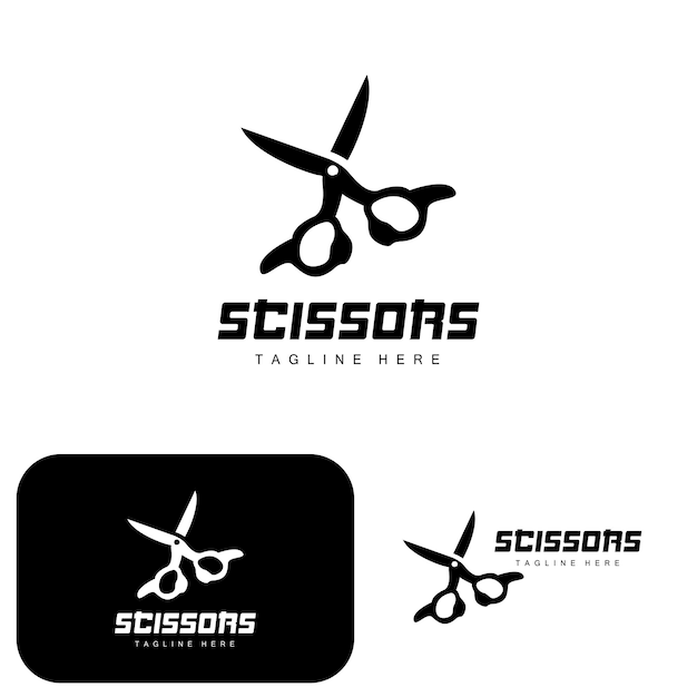 Vector schaar logo snijgereedschap vector barbershop scheermes schaar eenvoudig ontwerp illustratie sjabloon pictogram