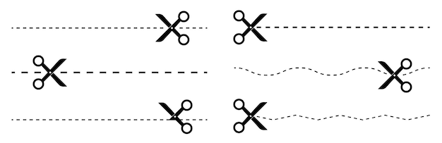 Schaar met snijlijn gesneden langs de contour eenvoudige vectorillustratie