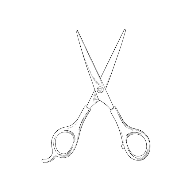 Schaar schets. Kapper schaar tool. Vectorillustratie geïsoleerd op witte achtergrond