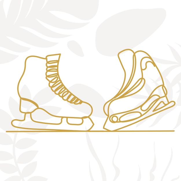 Schaatsen ononderbroken lijntekening op abstracte achtergrond vector schets