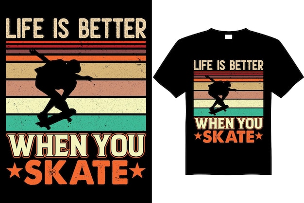 Schaatsen tshirt ontwerp vector bestand