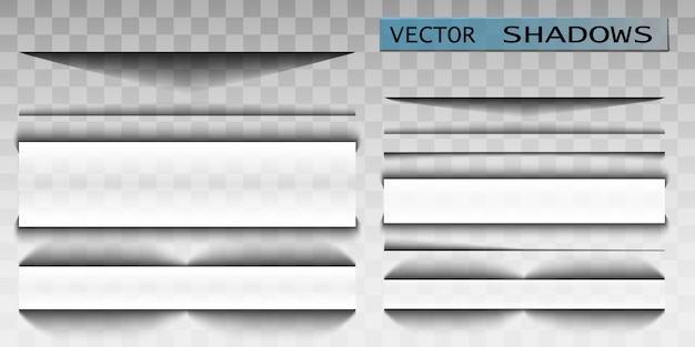 Vector schaduw. transparante schaduw realistische afbeelding. paginaverdeler met transparante schaduw. pagina's ingesteld.