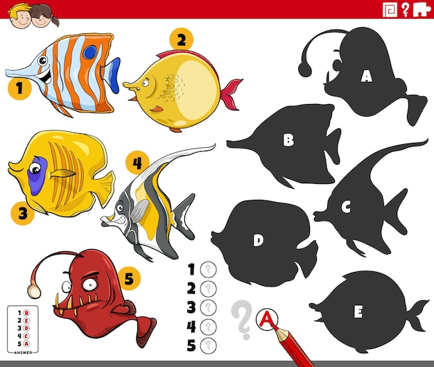 Schaduwtaak met stripfiguren van vissen en dieren