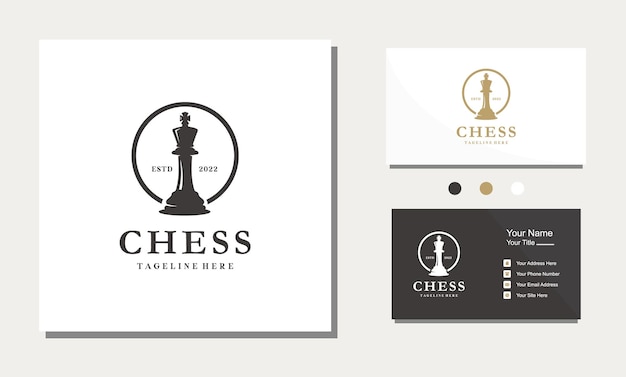 Schaken Koning Koning Vintage Logo Label Design Ideeën