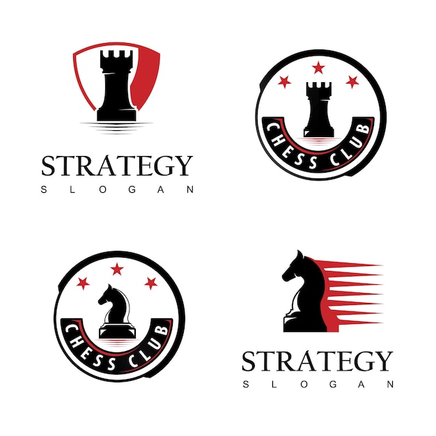 Schaken, strategie logo ontwerpsjabloon