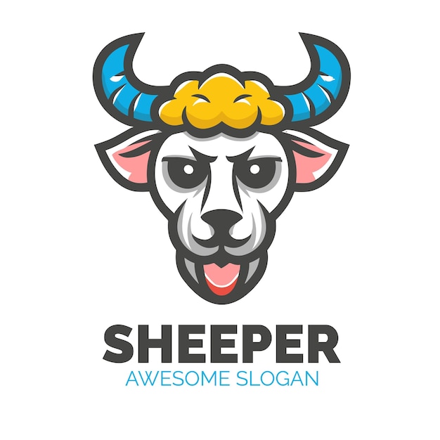 Vector schapen eenvoudige logo-ontwerp illustratie