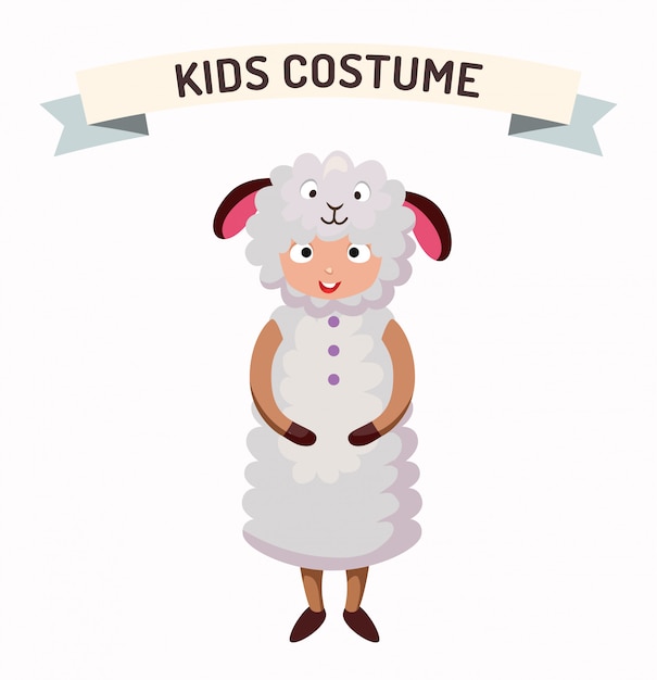 Schapen kid kostuum geïsoleerde vectorillustratie