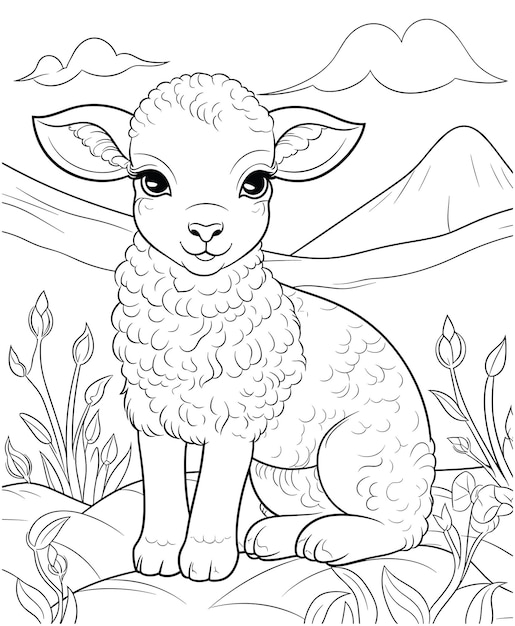 Vector schapen kleurplaat voor kinderen