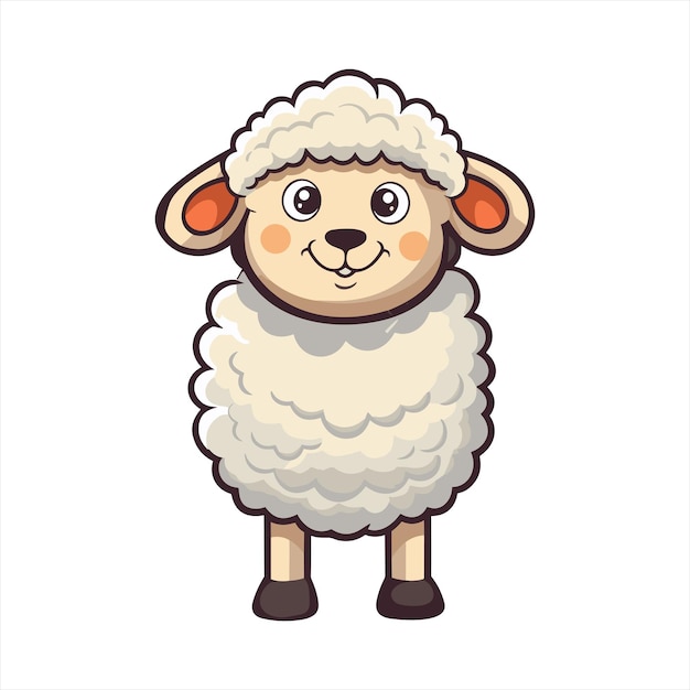 Schapen leuke grappige Cartoon Kawaii Clipart kleurrijke aquarel dier huisdier Sticker illustratie