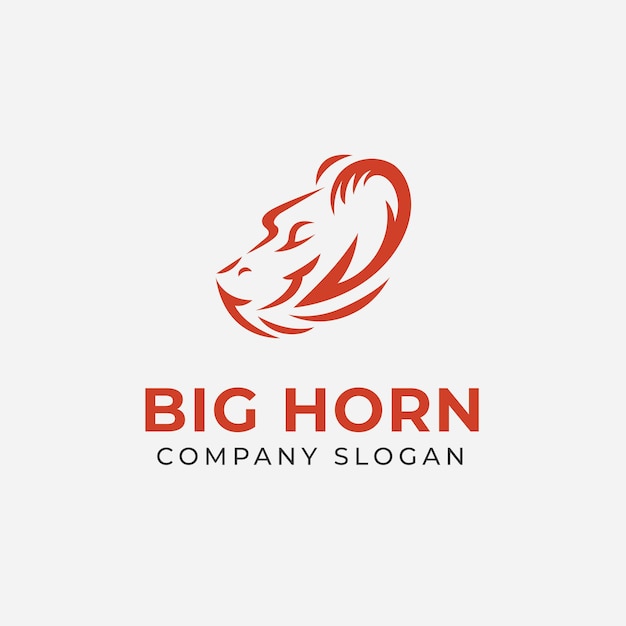 Schapen met grote hoorn logo ontwerpsjabloon