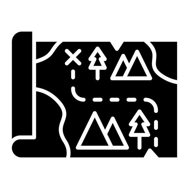 Schatkaart Glyph effen zwarte afbeelding
