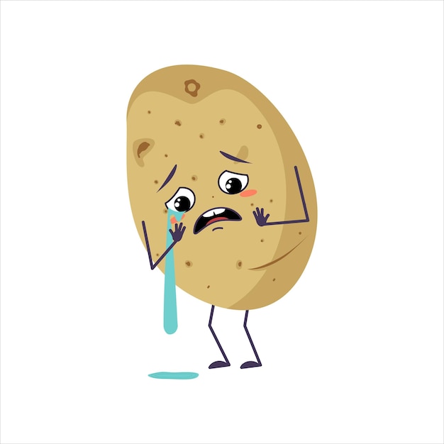Schattig aardappelkarakter met huilen