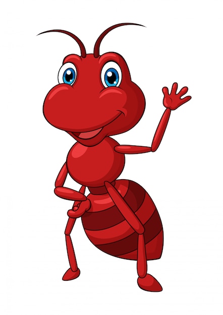 Vector schattig ant zwaaiende hand cartoon