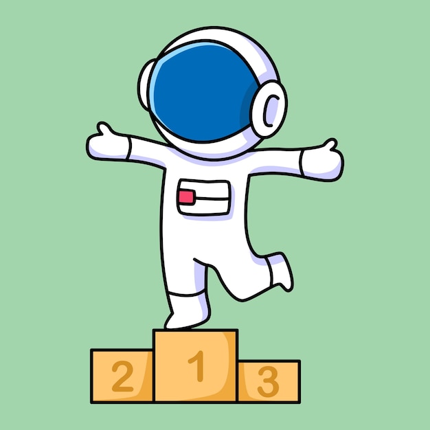 schattig astronaut winnaar cartoon ontwerp