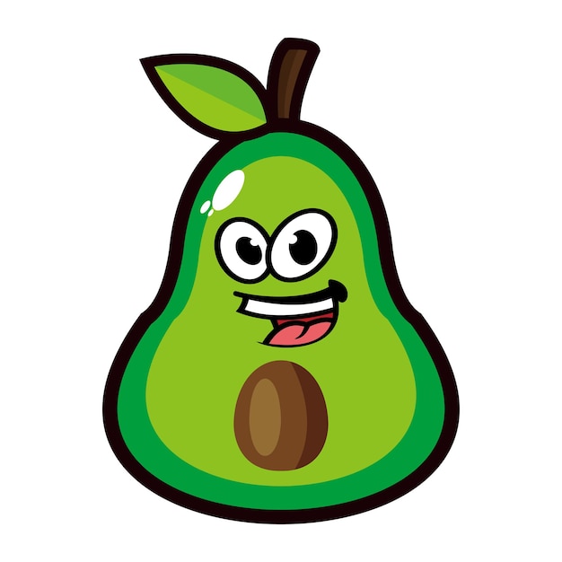 Schattig avocado mascotte ontwerp karakter geïsoleerd op een witte achtergrond