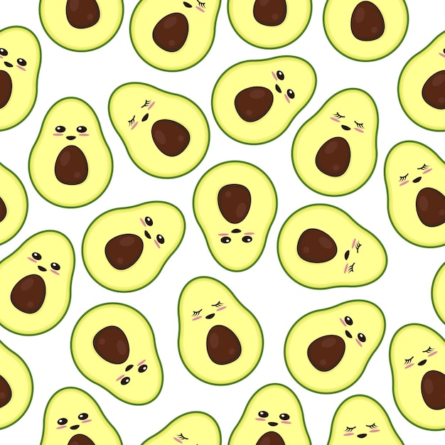Schattig avocadopatroon met een glimlach