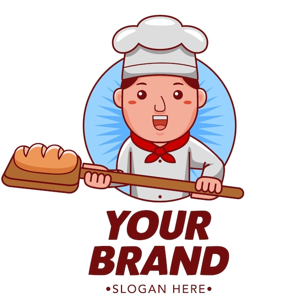 Schattig baker cartoon mascotte logo