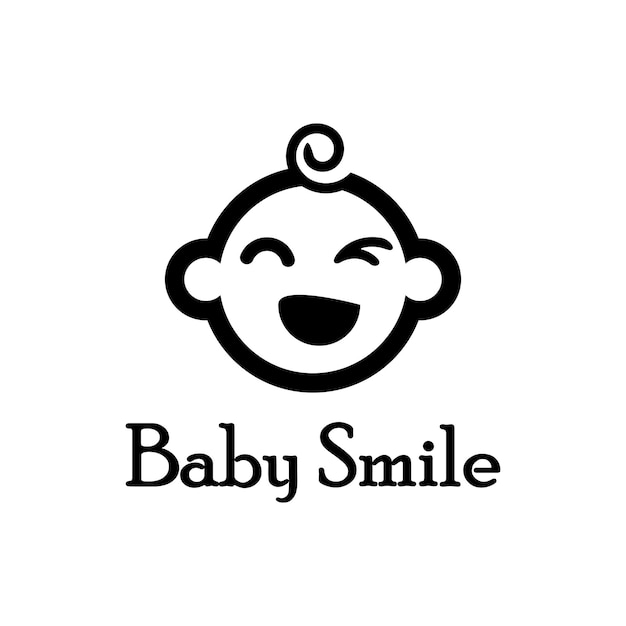Schattig blij baby gezicht glimlach logo sjabloon