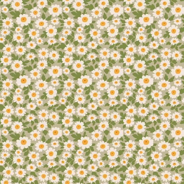 Schattig bloemenpatroon naadloze print witte margrietbloemen groene achtergrond