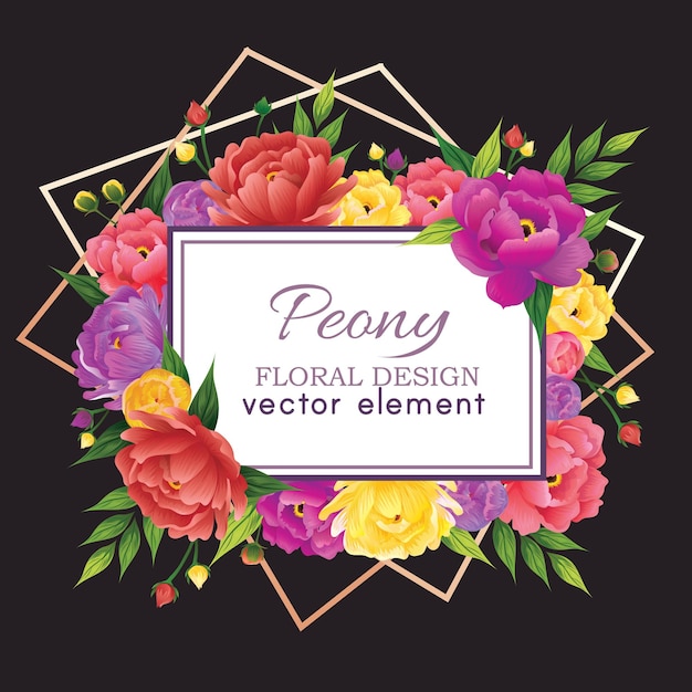 Vector schattig bloemige pioen romantisch vector element