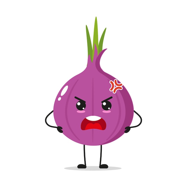 Schattig boos rode ui karakter Grappige gekke rode ui cartoon emoticon in vlakke stijl