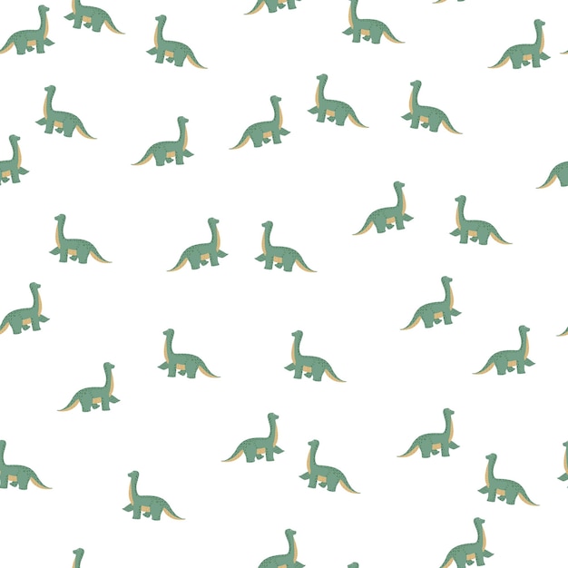 Schattig brachiosaurus naadloos patroon. Grappige kinderen dinosaurus schets. Herhaalde textuur in doodle stijl voor stof, inpakpapier, behang, weefsel. Vector illustratie.