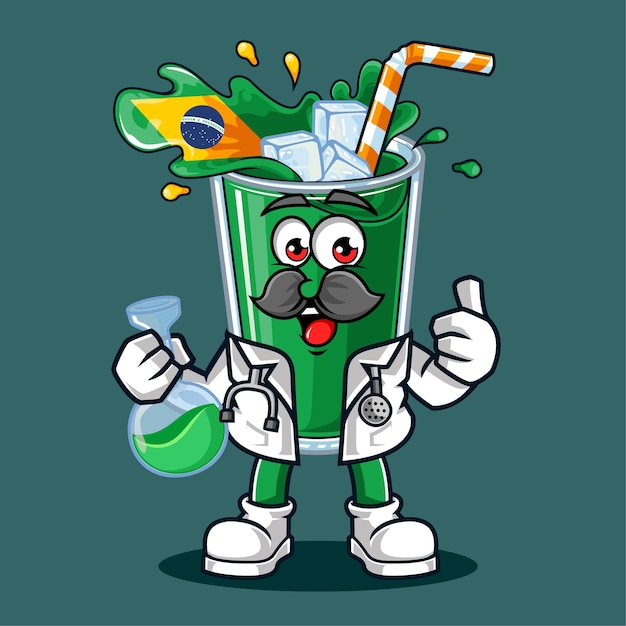 Vector schattig brazilië drankje vlag wetenschapper mascotte vectorillustratie