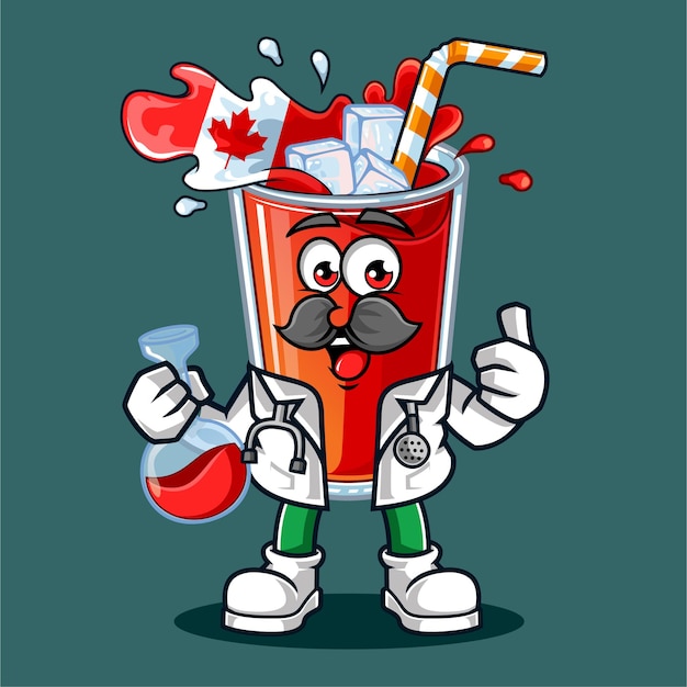 Schattig canada drankje vlag wetenschapper mascotte vectorillustratie