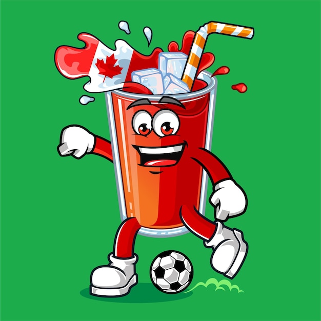 Schattig canada drinken vlag voetballen mascotte vectorillustratie