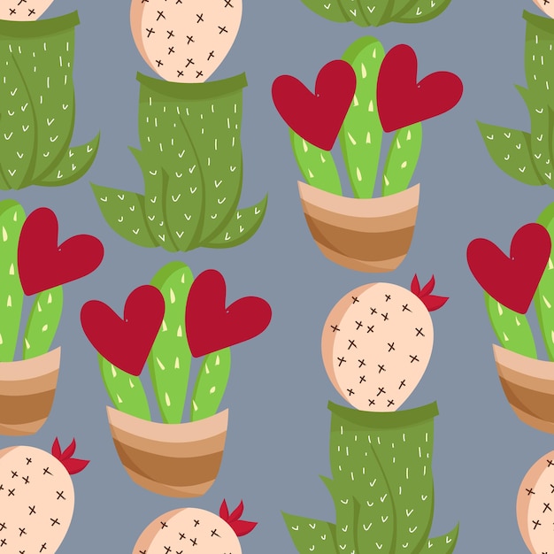 Schattig cartoon cactus naadloos patroon