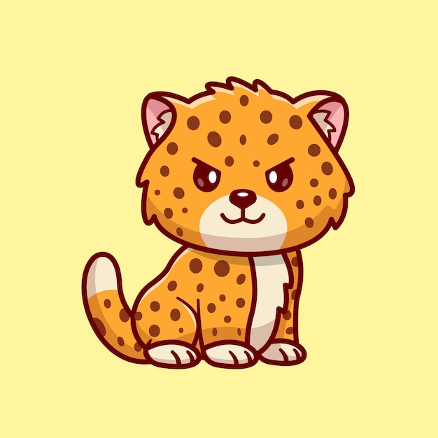 Schattig cheetah kat zitten cartoon vectorillustratie pictogram. dierlijke natuur pictogram concept geïsoleerd plat