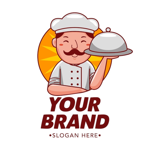 Schattig chef-kok cartoon mascotte logo