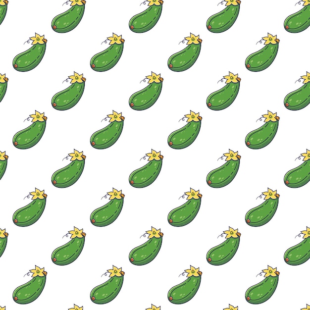 Schattig Courgette naadloos patroon in doodle stijl Vector hand getekende cartoon Courgette illustratie