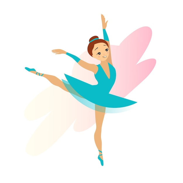 Schattig cyaan ballerina meisje geïsoleerd op een witte achtergrond vector