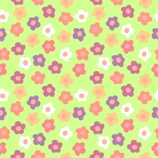 Schattig Daisy Bloem Neon Kleuren Cartoon Backgroun Patroon Naadloos