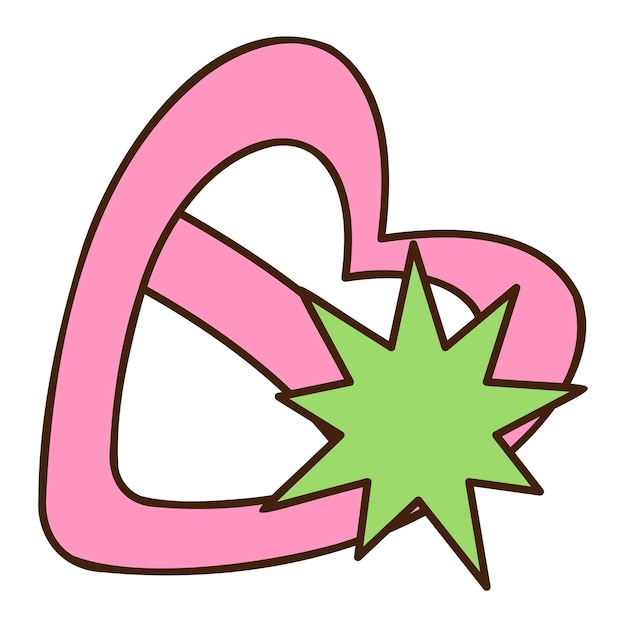 Schattig doodle hart vorm haarspeldje uit de collectie van girly stickers Cartoon vector kleur illustratie
