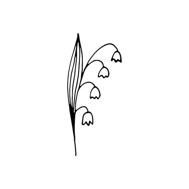 Schattig één hand getekend bellflower Lente bloesem Doodle vectorillustratie voor bruiloft ontwerp logo wenskaart en seizoensgebonden Pasen ontwerp