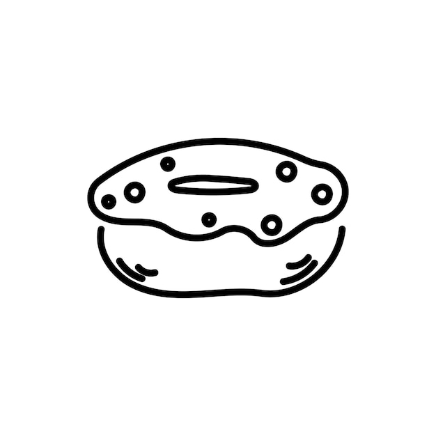 Schattig element in doodle stijl lekker donut taart zoetheid bakkerij Handgetekende vectorillustratie Trendy ontwerpelementen voor vakantiewenskaarten decor Geïsoleerd op wit