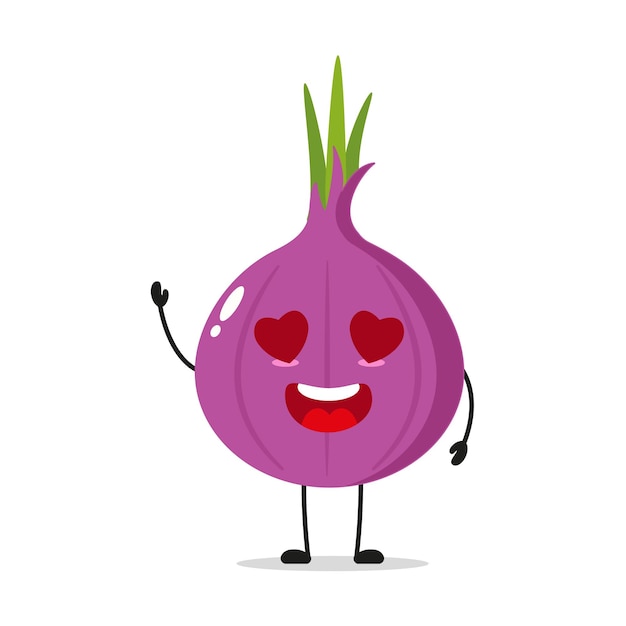 Schattig Fall in love rode ui karakter Grappige gekke rode ui cartoon emoticon in platte stijl