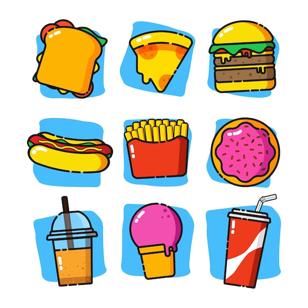 Vector schattig fastfoodmenu