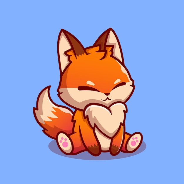 Schattig Fox zittend stripfiguur. Dierlijke natuur geïsoleerd.