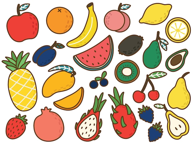 Schattig fruit cartoon vector pictogram illustratie logo mascotte hand getekende concept trendy cartoon