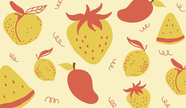 Schattig fruit doodle patroon achtergrond vector ontwerp