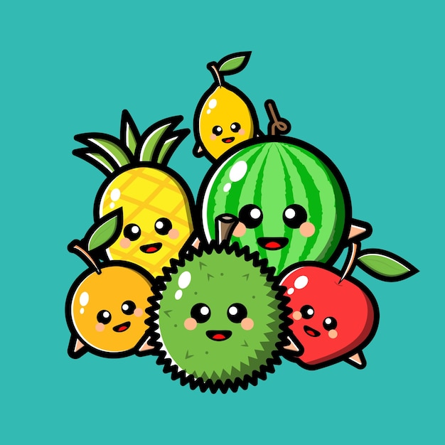 Schattig fruit karakter cartoon afbeelding