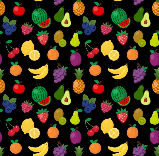 Vector schattig fruit zomer naadloos patroon eps 10 vectorillustratie