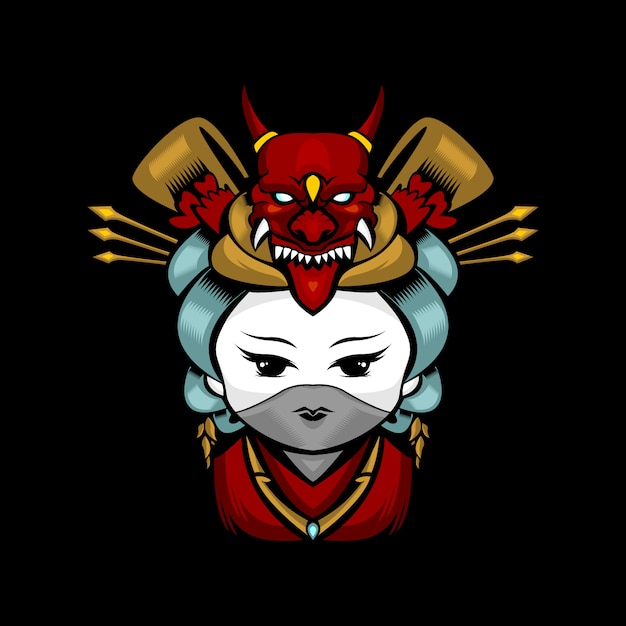 schattig geisha mascotte logo