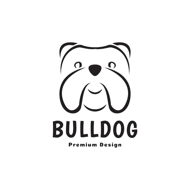 Schattig gezicht vet bulldog logo ontwerp vector grafisch symbool pictogram teken illustratie creatief idee
